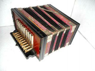 Rare Vintage 10 Button Melodeon Accordion Made In Germany Lqqk