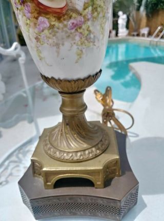 Antique Sevres? Hand Painted French Porcelain Lamp,  Signed 