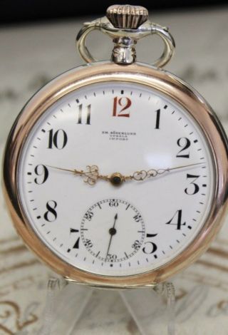 Solid Silver Omega Antique 15 Jewel Pocket Watch In Order.