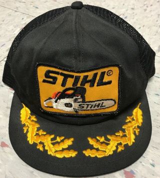 Vtg Full Mesh Stihl Chainsaws K Brand Made In Usa Trucker Hat Snapback Cap Patch