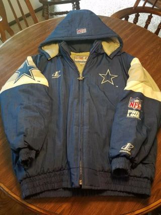 Vtg 90s Dallas Cowboys Logo Athletic Pro Line Authentic Sideline Jacket Sz Xl