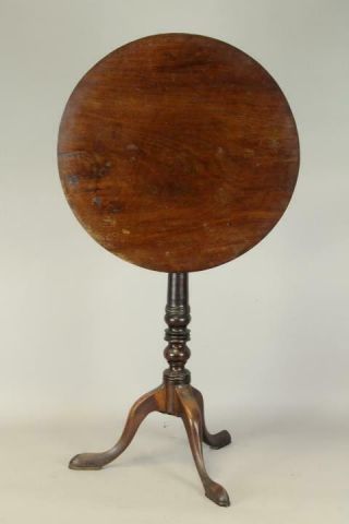 A Great 18th C Southern States Qa Mahogany Tilt Top Candlestand Surface