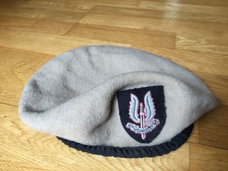 Vintage Old Special Air Service Beret With Badge,  Twin Vents On Beret