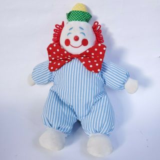 13 " Vintage Eden Circus Baby Clown Blue Stripes Doll Stuffed Animal Plush Toy