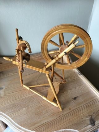 Vintage Wood Norwegian Small 12 1/2 Inches High Spinning Wheel Sample Model