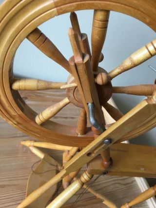 VINTAGE WOOD NORWEGIAN SMALL 12 1/2 INCHES HIGH SPINNING WHEEL SAMPLE MODEL 4