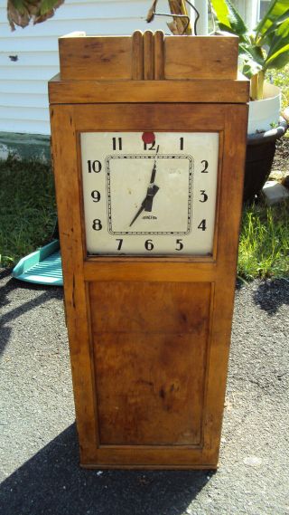Vintage Standard Electric Time Co Master School Program Oak Wall Clock Tape Driv
