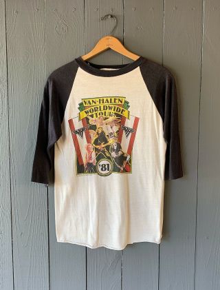 Vintage Van Halen 1981 Tour T - Shirt Baseball M