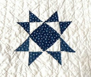 Indigo Blue c 1890 - 1900 STARs Antique PA Quilt 3