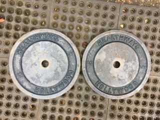 Vintage Matching 2x 25 Lb Healthways Hollywood 1” Weight Plates Weights