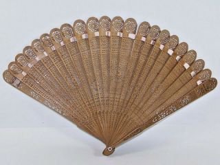 Museum Quality Rare 19th Century Chinese Canton Carved Wood Fan
