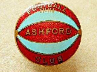 Scarce Vintage Football Enamel Badge Ashford Football Club Ball Badge W.  O.  Lewis