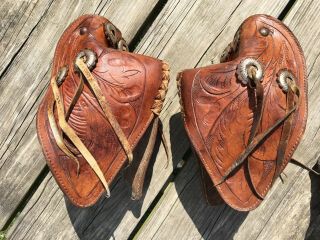 Good Quality / Vintage Western Hooded Stirrups /tapaderos Tooled Leather