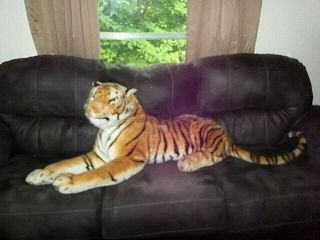 Huge Giant Big Life Size Vtg Emulation Tiger 42 " Stuffed Plush Animal Toy Euc