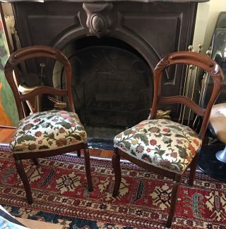 Pair Victorian Chairs Parlor Chairs Side Chairs Antique Lovely 11