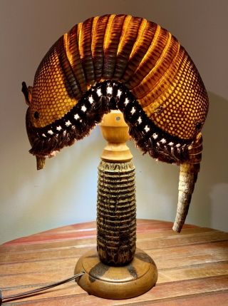 Antique Early 1900s Armadillo Table Lamp