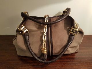 Jimmy Choo Kasia Chocolate Brown Leather & Suede Shoulder Bag.  Vintage.