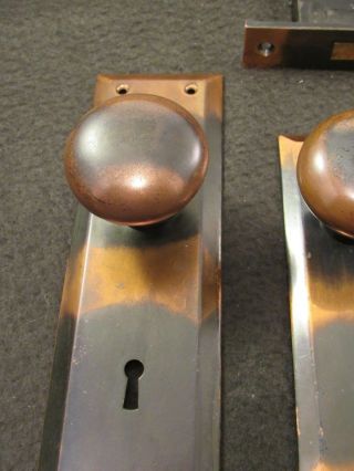 Antique c.  1910 CORBIN Japanned Brass Front Door Lockset with Key 3