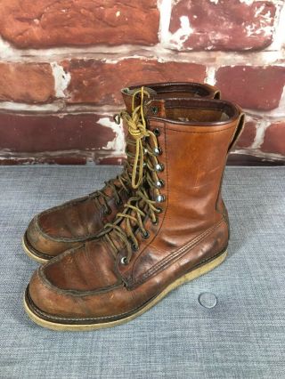 Vintage Rare Red Wing 8 D Irish Setter Lace Logger Western Crepe Moc Work Boots