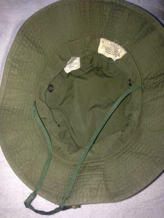 Vietnam US Army OG - 107 Green Poplin Jungle Boonie Hat Sz 7 1/2 Vtg 1969 3