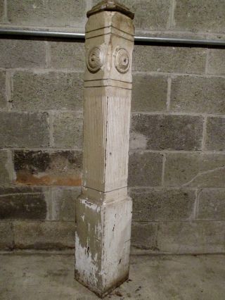 Ornate Antique Oak Newel Post 50 Inch Architectural Salvage