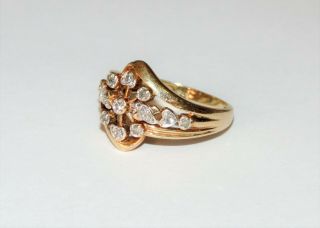 Vintage 10k Yellow Gold Diamond Cocktail Ring 3.  51 Grams 0.  15 Cts Size 7.  5