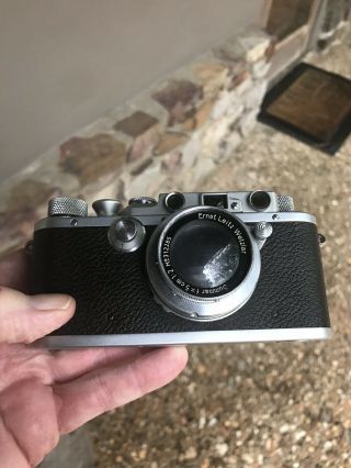 Antique Leica D.  R.  P Model G SN 203696 Camera w/ Summar f1.  2 5cm Lens & Case 2