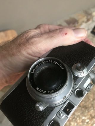 Antique Leica D.  R.  P Model G SN 203696 Camera w/ Summar f1.  2 5cm Lens & Case 5