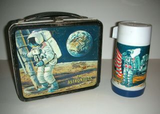 The Astronauts Vintage Metal Lunch Box With Thermos 1969 C 4 - 5