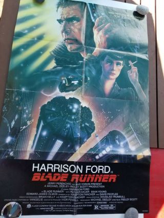 Vtg 100 1982 Blade Runner Movie Poster Harrison Ford