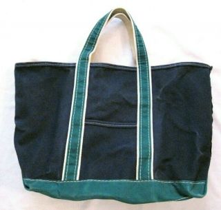 Vintage Ll Bean Freeport Maine Blue Green Boat And Tote Large Canvas Bag