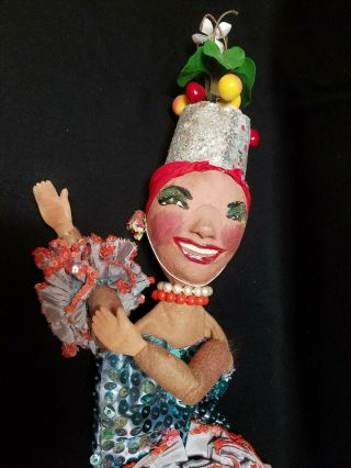 Vintage Handmade Carmen Miranda Fruit Hat Puppet South American Dancer