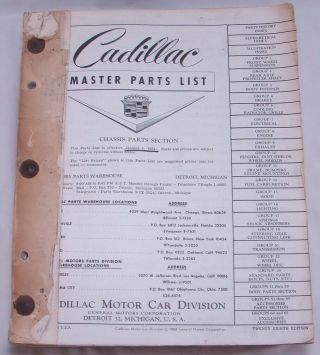 Vintage 1964 Cadillac Master Parts List General Motors Corporation