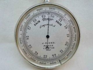 Fine Sterling Silver Compensated Pocket Barometer By J.  Hicks.  London 1898. 4