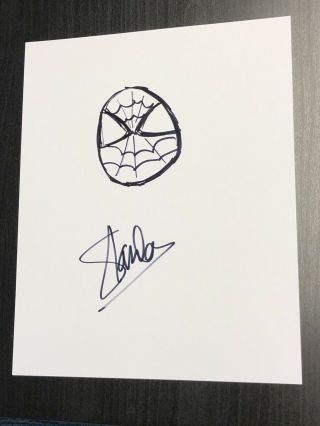 Stan Lee Hand Signed And Drawn Spiderman Sketch Marvel End Game Homecoming Rare