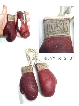 Old Corti Argentina Ad Miniature Vintage Tiny Boxing Gloves 4,  7 " X 2,  3 " 1950