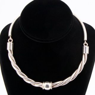 Vtg Sterling Silver - Mexico Taxco Twisted Bib 16 " Collar Choker Necklace - 74g