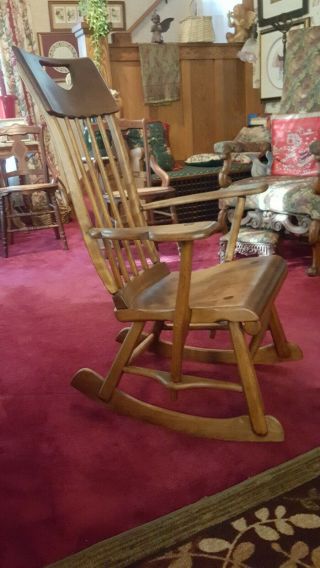 1940 ' s ARTS AND CRAFTS MAPLE ROCKER BY SIKES CHAIR CO.  BUFFALO,  YORK GREAT. 4