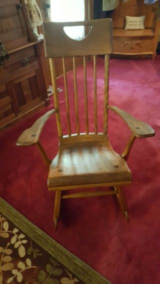 1940 ' s ARTS AND CRAFTS MAPLE ROCKER BY SIKES CHAIR CO.  BUFFALO,  YORK GREAT. 5
