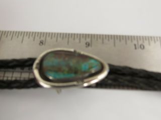 VTG Sterling Silver Bolo Tie Native American Navajo old chocolate turquoise gem 8