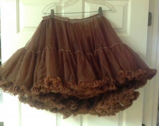 Vintage Square Dance Petticoat Skirt Rockabilly Brown Multi Layer Crinoline Wow