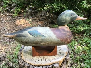 Antique Vintage Old Wooden Mason Mallard Duck Decoy