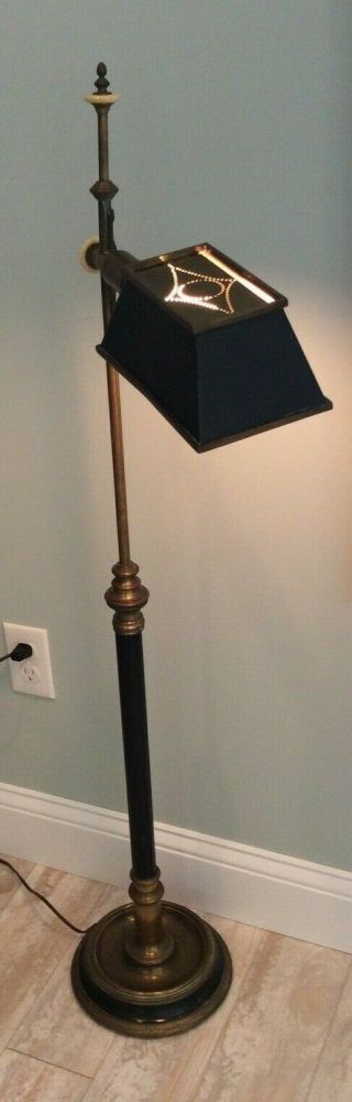 Vintage Chapman Lighting Brass Floor Lamp With Black Rotating Toleman Shade