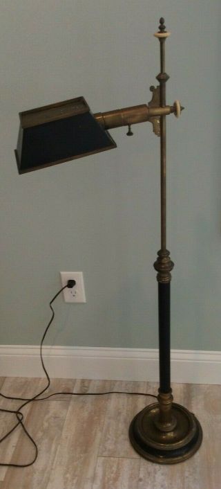 Vintage Chapman Lighting Brass Floor Lamp with black rotating Toleman Shade 2