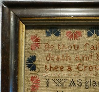 MID 19TH CENTURY RED HOUSE & QUOTATION SAMPLER BY ELIZABETH GEORGE - c.  1860 11
