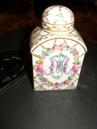 Stunning Antique Small Dresden Porcelain Lidded Canister Or Jar