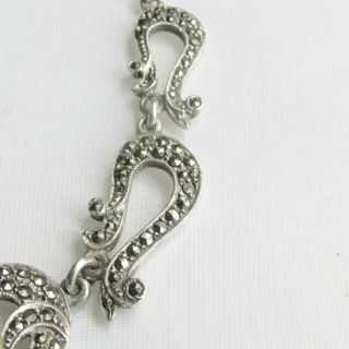Vintage solid silver large Art Deco necklace with marcasite gemstones 5