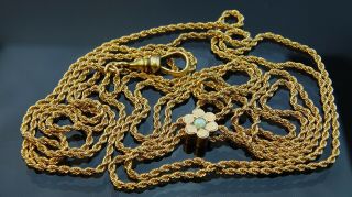 Antique Gold Filled Pocket Watch Double Slide Rope Chain Fob/necklace/ 48inches