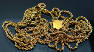 Antique Gold filled pocket watch double slide rope Chain Fob/necklace/ 48inches 3
