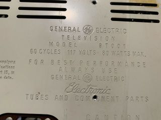 Vintage 1957 General Electric GE 9T001 Portable TV Television Made In USA 8